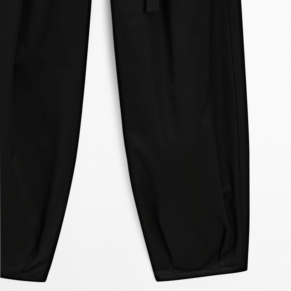 Massimo Dutti 100% Cotton Black Pull-On Elastic Waist Jogger Trousers. 4 Nwt — image 7 of 8